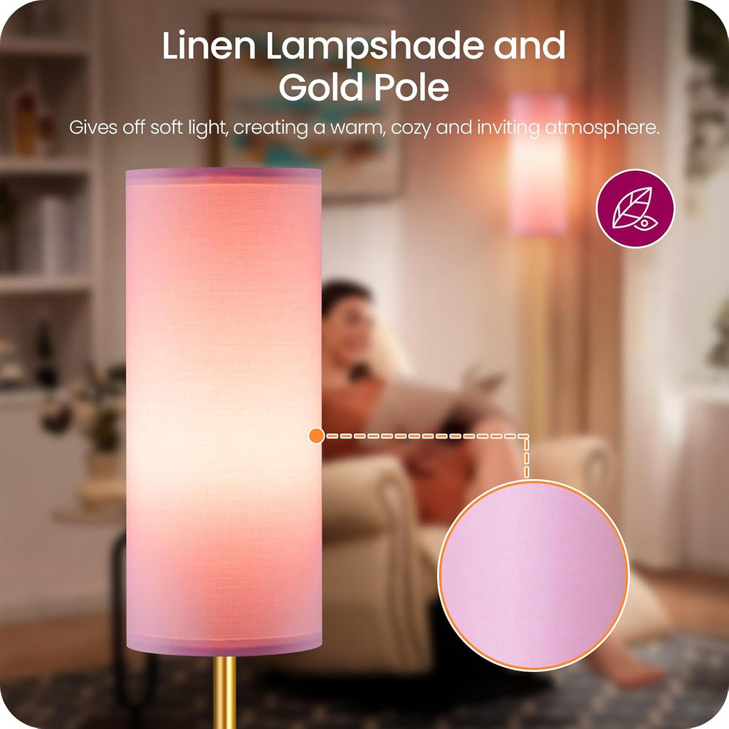 Dimmable Pink Floor Lamp for Living Room with Remote and Foot Switch, Corner Floor Lamp, 64.4'' Standing Tall Lamp, 10W 900LM Bulb…