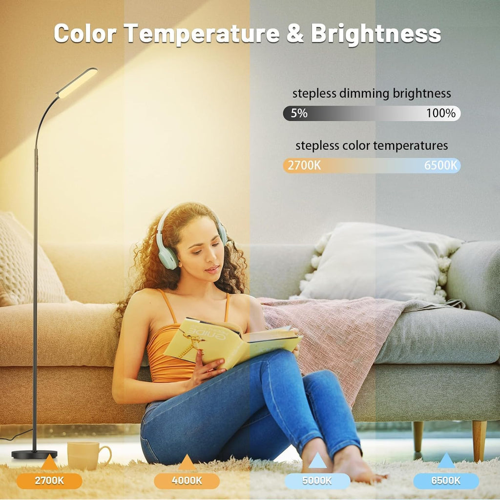 Yikuneng Dimmable LED Floor Lamp, Super Bright Reading Lamps Floor Standing lamp with Remote & Touch Control, Stepless Dimming &…
