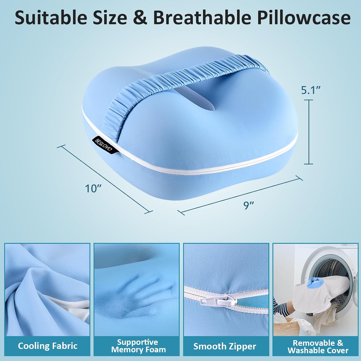 beslovo Side Sleeper Knee Pillow, Memory Foam Leg Pillow, Ergonomic Between Leg Pillow Eases Back Hip Pain, Spine Alignment Sciatica Relief…