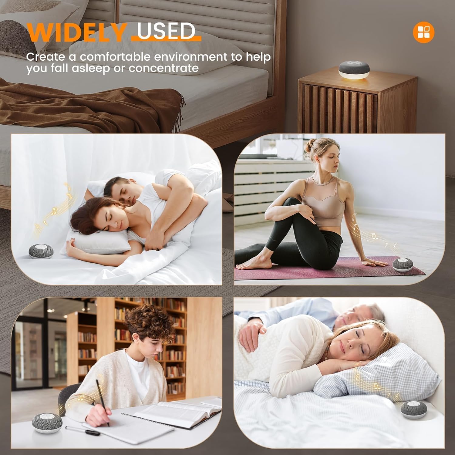 yewei YEVIK Portable Sound Machine for Baby, Soothing Sleep Assistant with 39 Sounds & Night Light for Nursery, Travel, Kids & Adults (USB-…