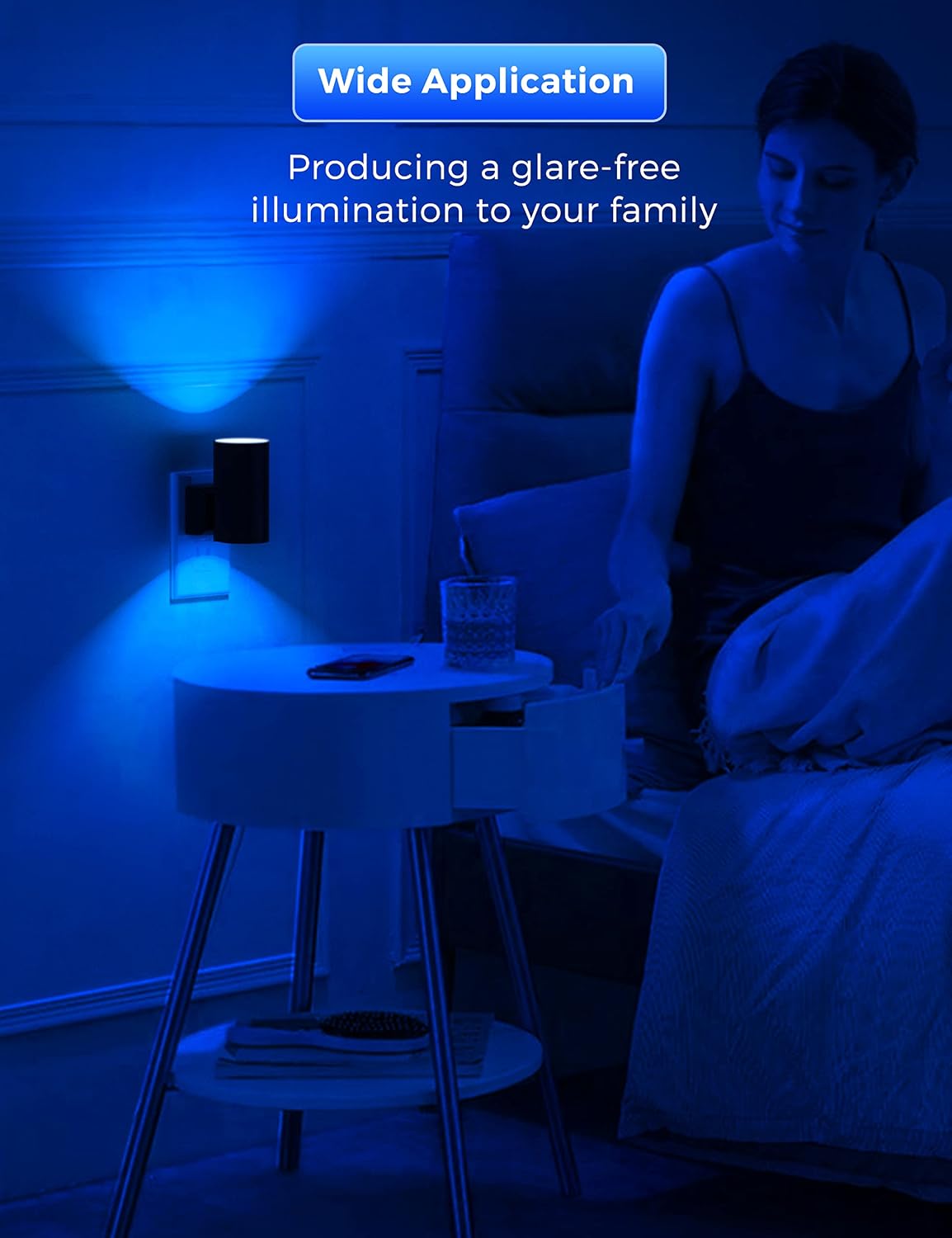 L LOHAS LED Calm Blue Night Light, Night Lights Plug into Wall, Dimmable Nightlight with Light Sensor, LED Nightlights for Bluey Home…