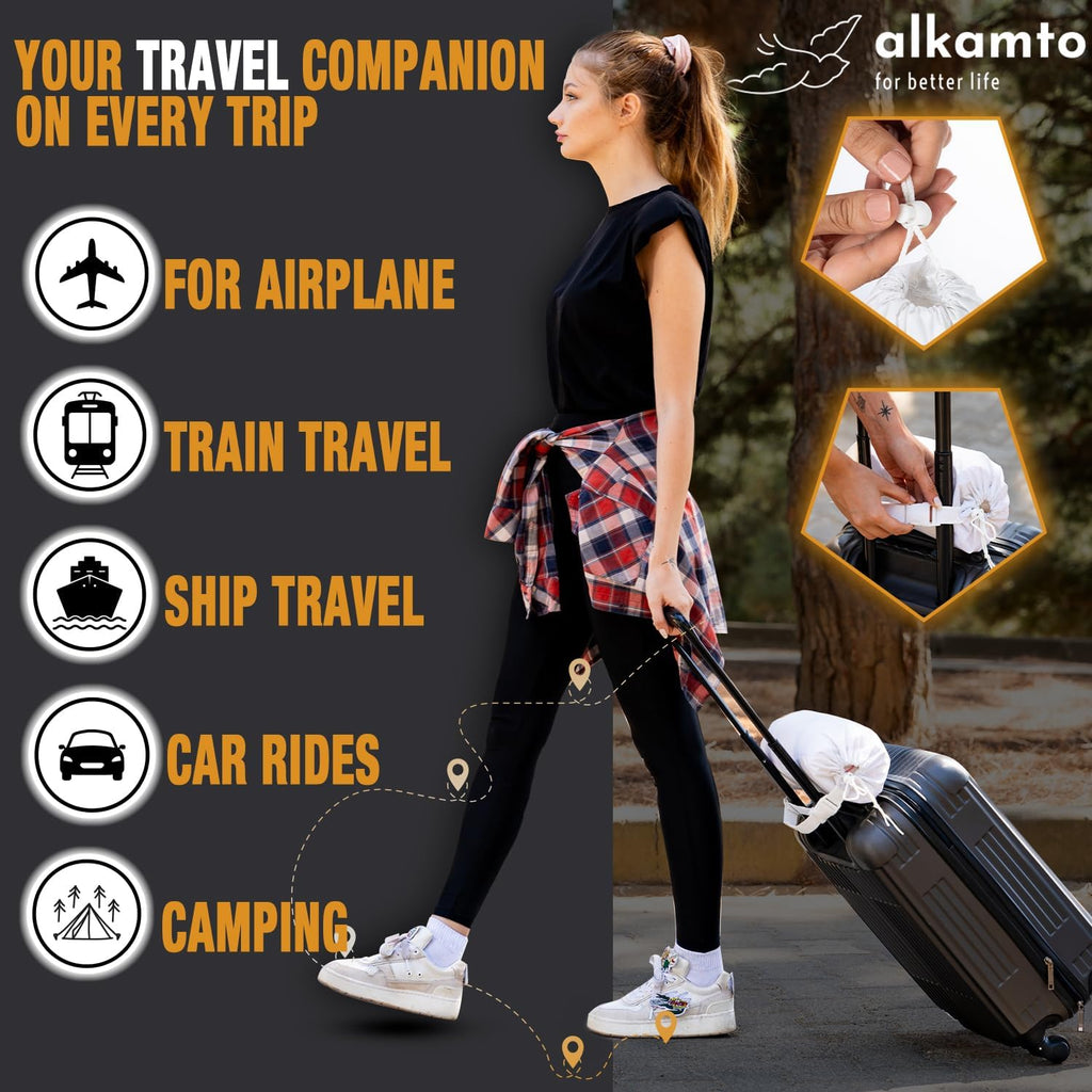 alkamto Travel & Camping Comfortable Memory Foam Pillow – Easy to Carry Portable Bag – Temperature Regulating Pillow Case (Pink Contour +…