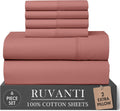 Ruvanti 100% Cotton Percale Sheets Queen Size 6 Piece Set, Cooling Bed Sheets for Hot Sleepers, Deep Pocket 16”, Breathable Lightweight & D…