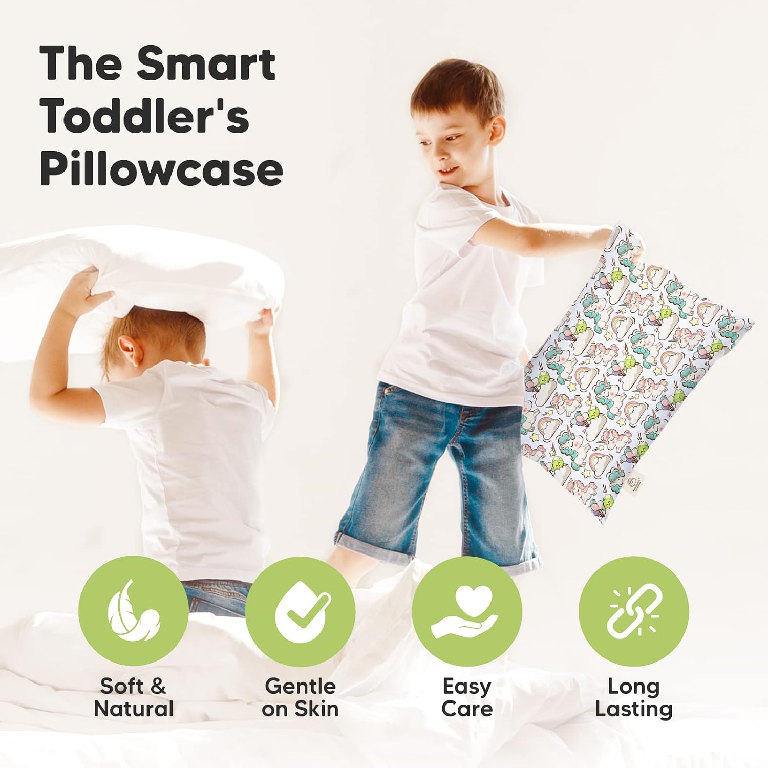 KeaBabies Toddler Pillowcase 13"x18" - Organic Cotton Toddler Pillowcase for Kids, Boys, Girls, Soft & Durable Cotton Cover for Miniature…