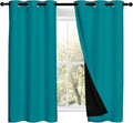 Nicetown Peacock Teal 100% Blackout Lined Curtains, 2 Thick Layers Completely Blackout Window Treatment Panels Thermal Insulated Drapes for…