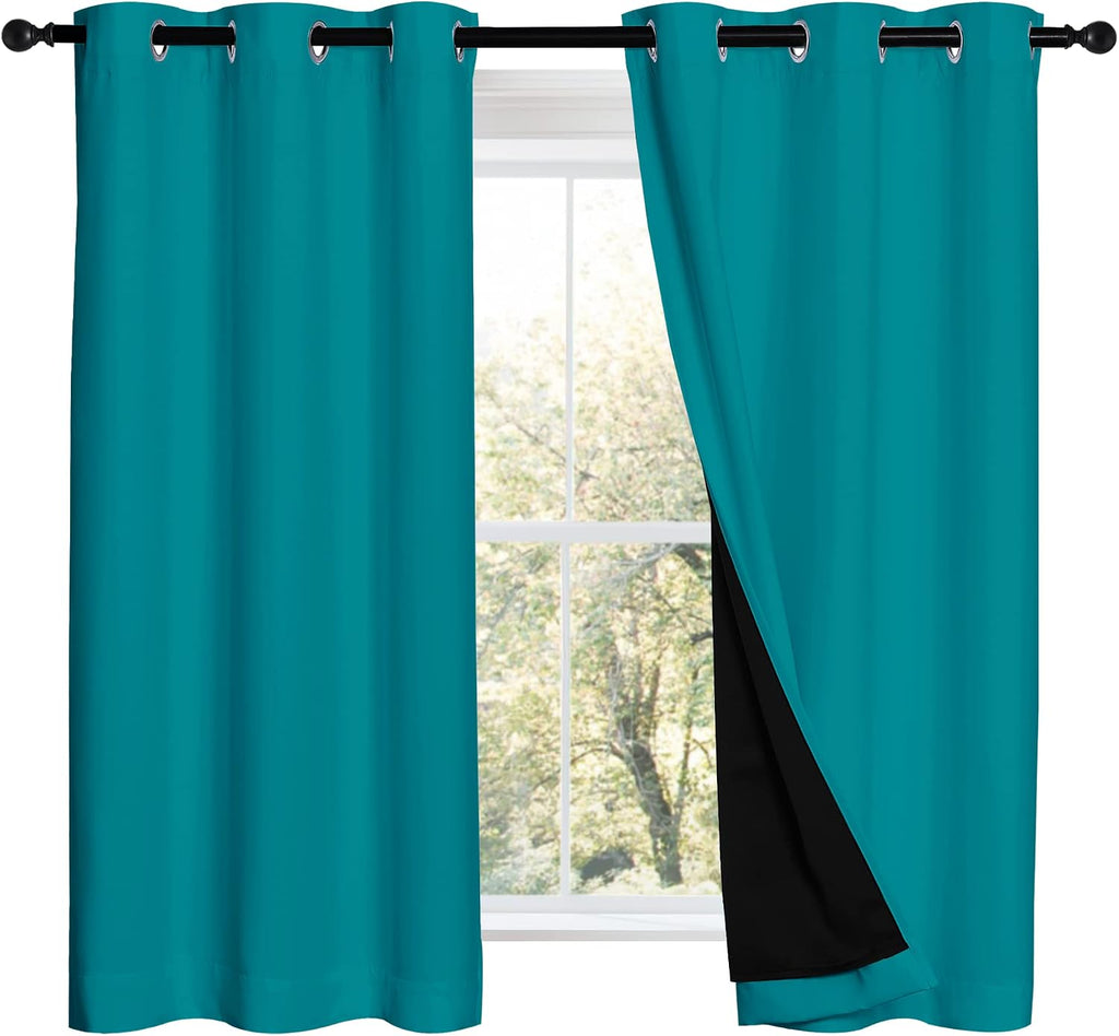 Nicetown 100% Blackout Curtains 54 inches Long, Double-Deck Completely Blackout Window Treatment Thermal Insulated Lined Drapes for Small W…