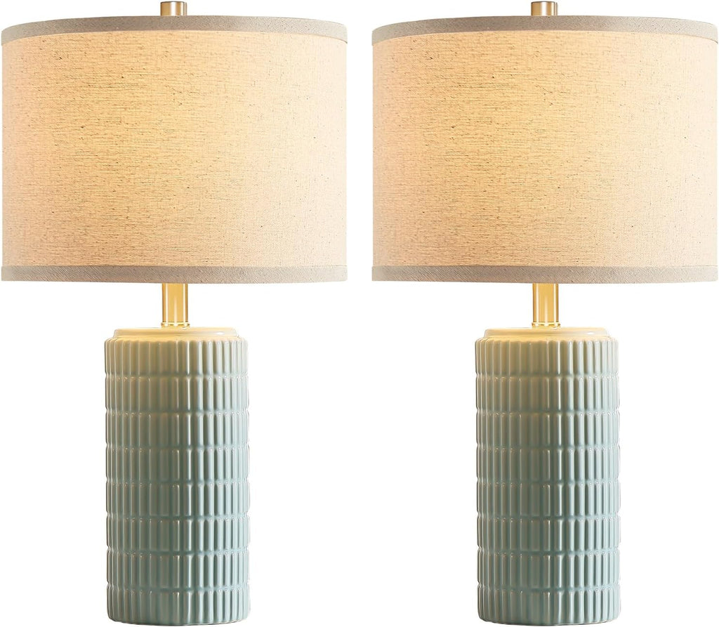 AIEAMPDO 23" Set of 2 Ceramic Table Lamps for Living Room Bedroom, Modern Nightstand Desk Lamp for Entryway, Office, Study Room, 2 LED…