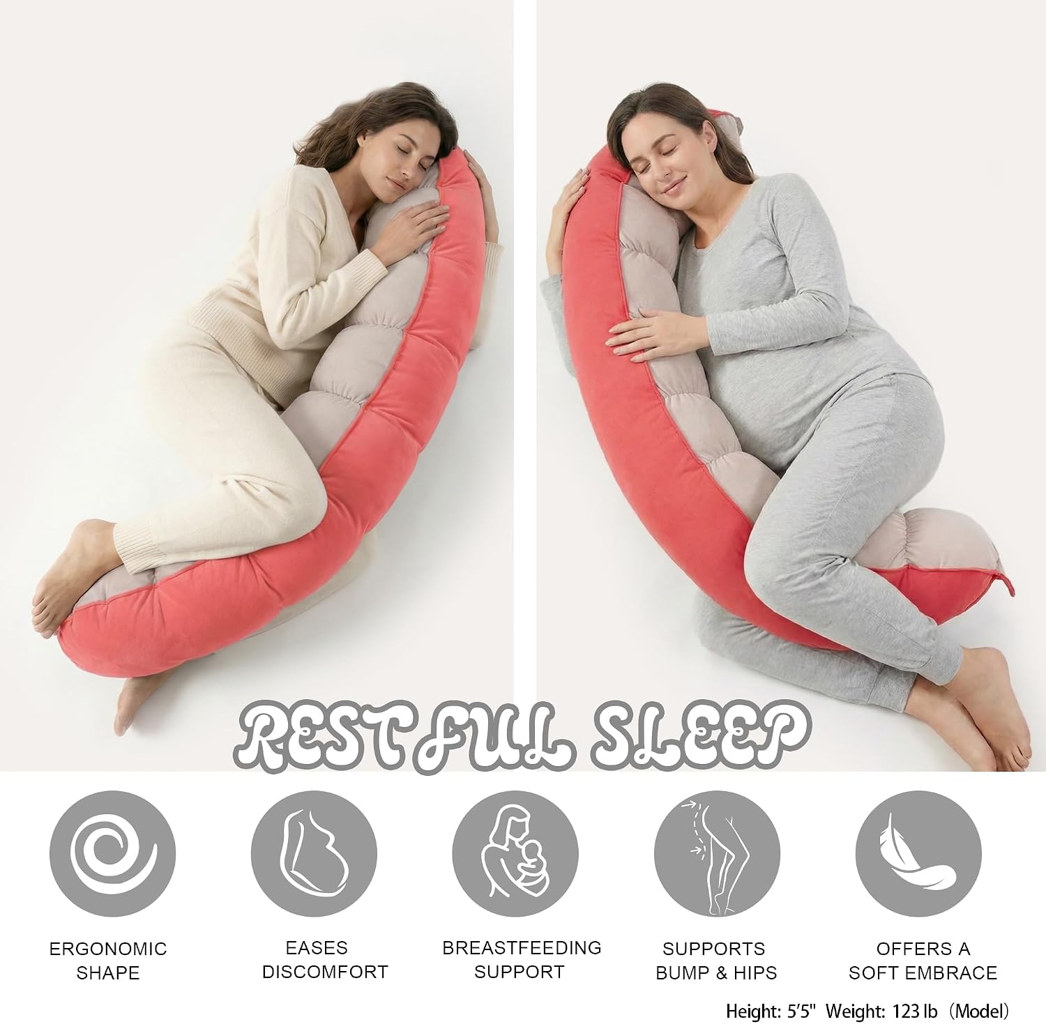 Peallow(Pat. Pend) – Long Round Body Pillow for Adults, Bolster Pillow for Sleeping, Soft and Supportive Pillow for Sleeping & Lumbar…