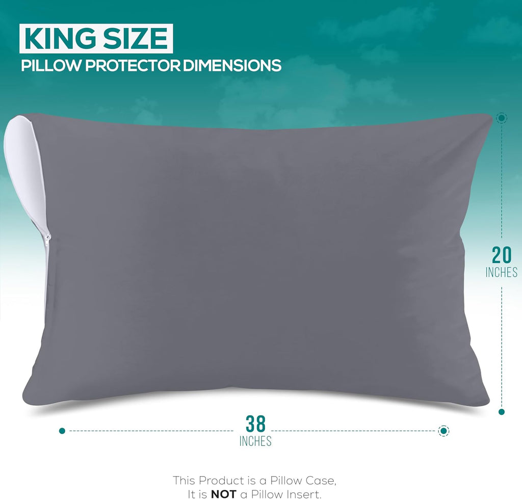 Utopiabedding Utopia Bedding 100% Waterproof Pillow Protectors with Zipper King Size (Set of 2), Bed Bug and Dust Mite Proof Zippered Pillo…