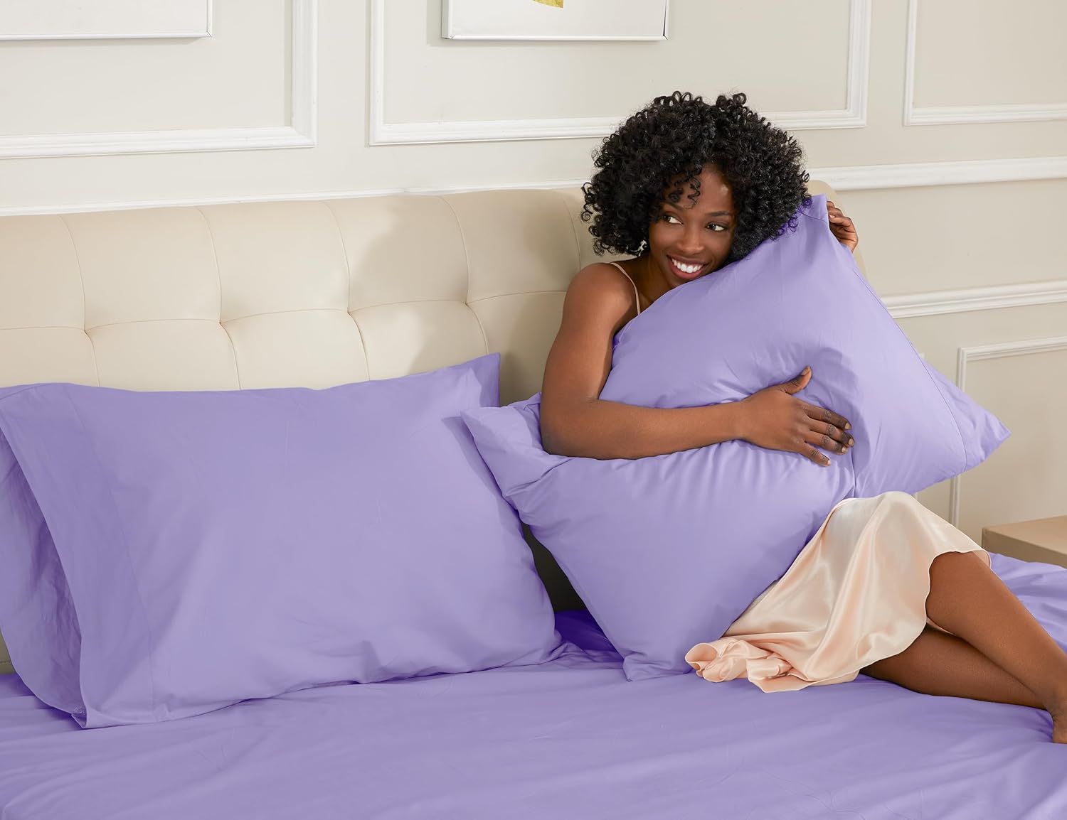 Sunflower King Pillowcases Set of 2, 100% Cotton King Pillow Cases 2, 20×40 inches Lavender, Soft and Breathable