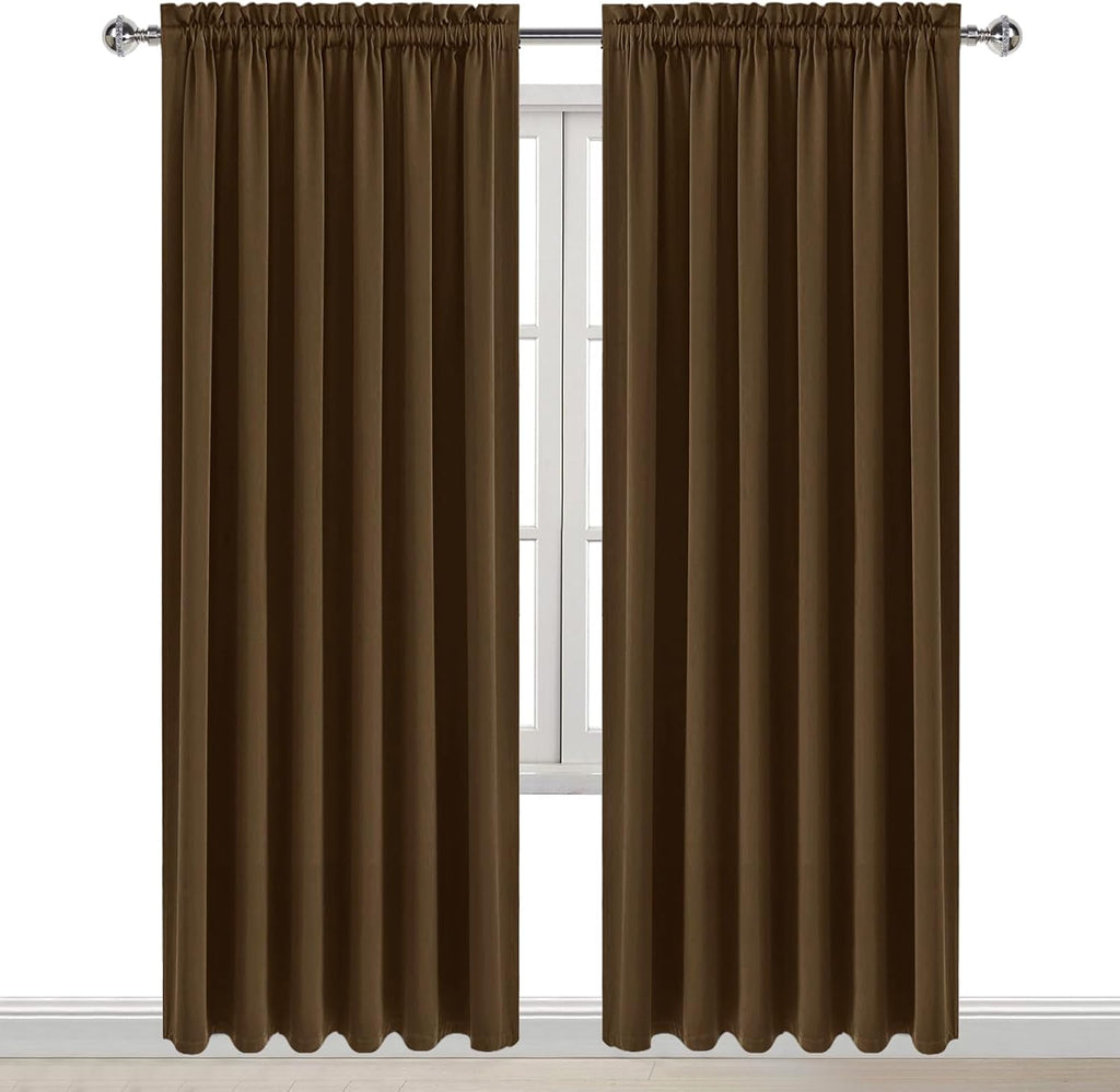 DWCN Blackout Curtains for Living Room Thermal Insulated, Energy Saving & Noise Reducing Bedroom Curtains, Brown, W 70x L 84 Inch, Set of…
