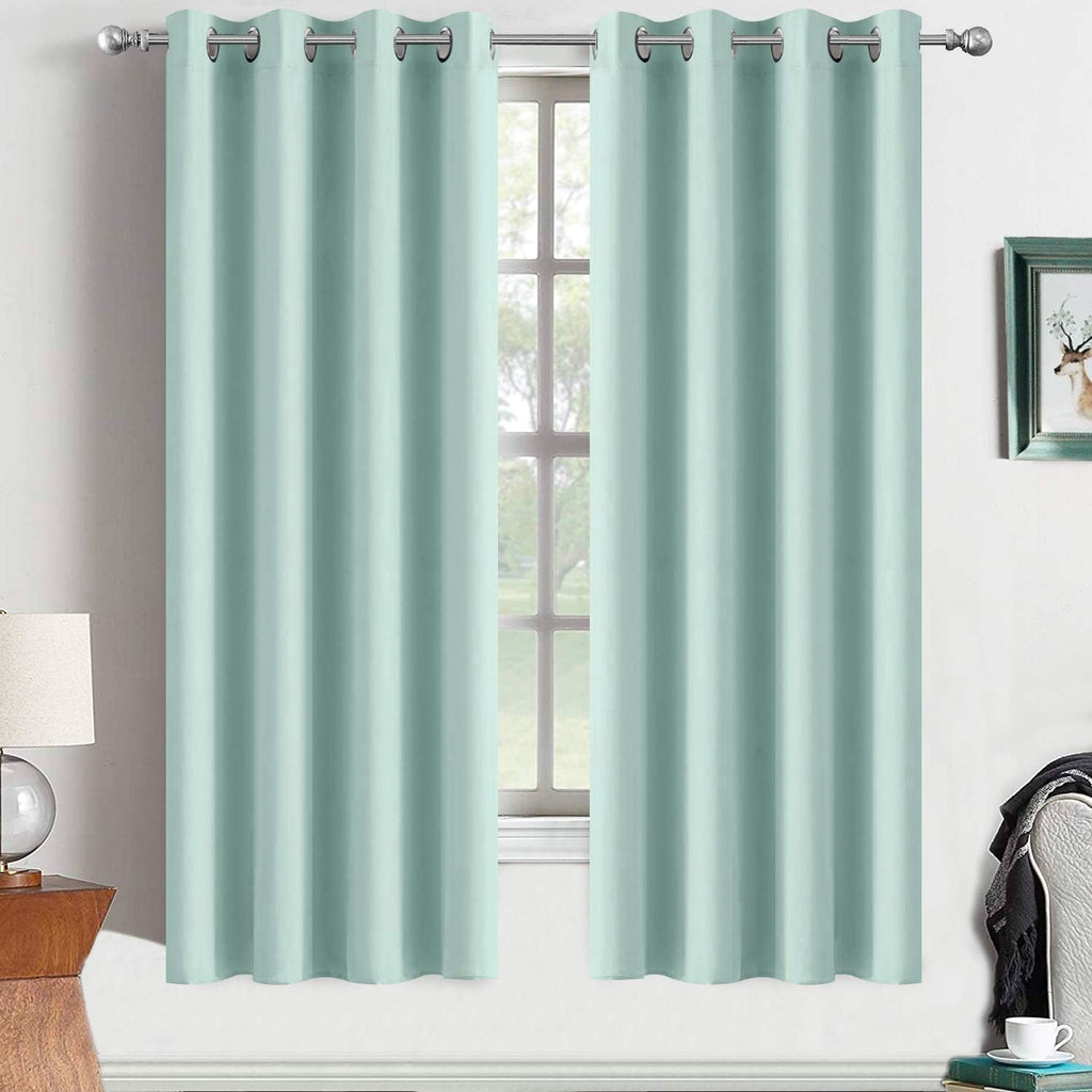 Yakamok Aqua Blackout Room Darkening Thermal Insulated Solid Grommet Curtainsfor Bedroom Light Blocking Window Treatment Curtian Drapes…