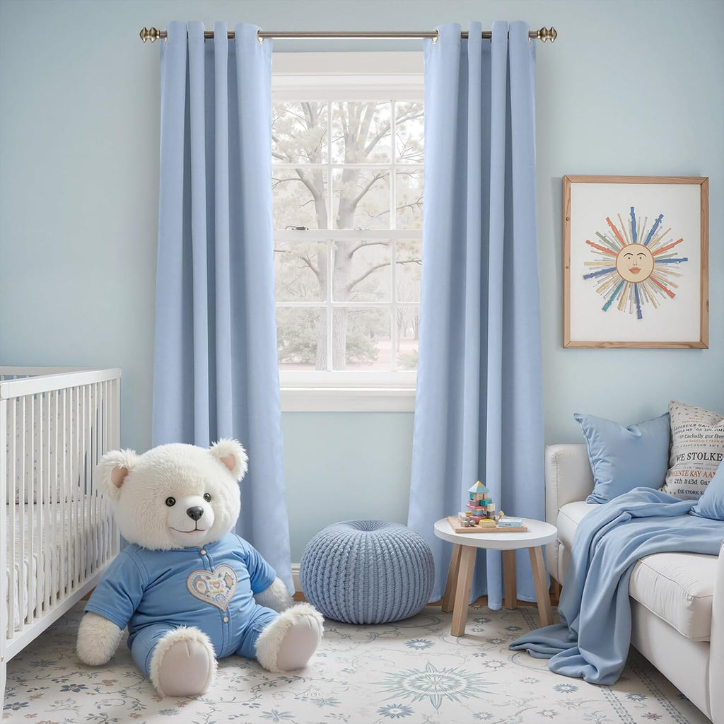 YoungsTex Light Blue Blackout Curtains 84 Inches Long for Living Room - Thermal Insulated with Grommet Darkening Window Treatments Privacy…