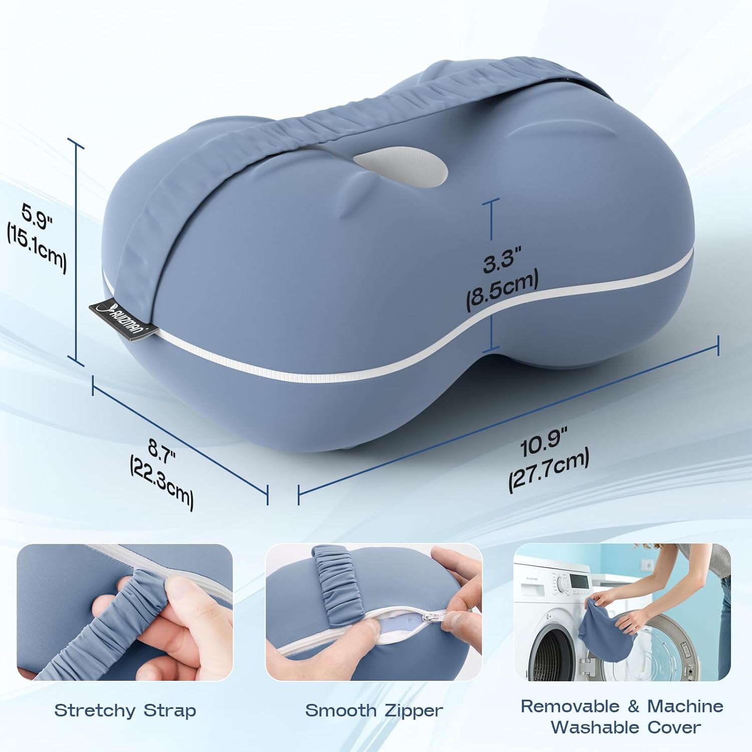 Knee Pillow for Side Sleepers - Cooling Pillow Between Legs for Side Sleeping - Memory Foam Knee Pillow with Strap for Hip Pain & Spine…
