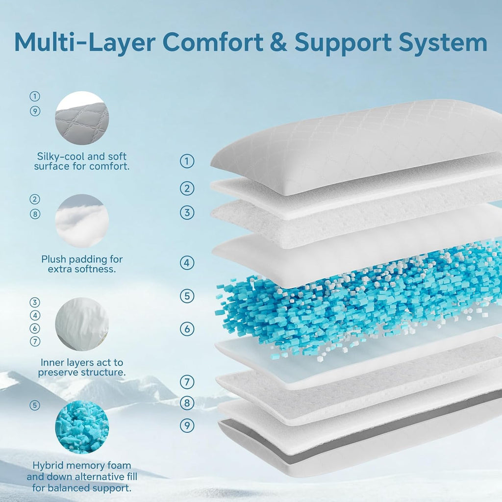 Bedelite Cooling Body Pillow for Adults, Creative Ultra Soft Cool-Touch Quilted Nylon-Spandex Body Pillow Cover, Adjustable Memory Foam Lon…