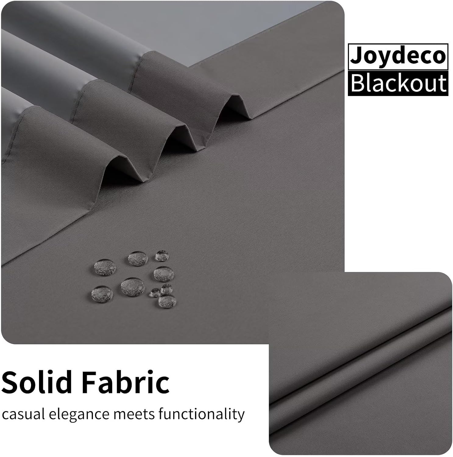 Joydeco Dark Grey 108 Inch Curtains, Blackout Drapes for Bedroom & Living Room, Grommet Total Room Darkening, 52"W x 108"L, Modern Style