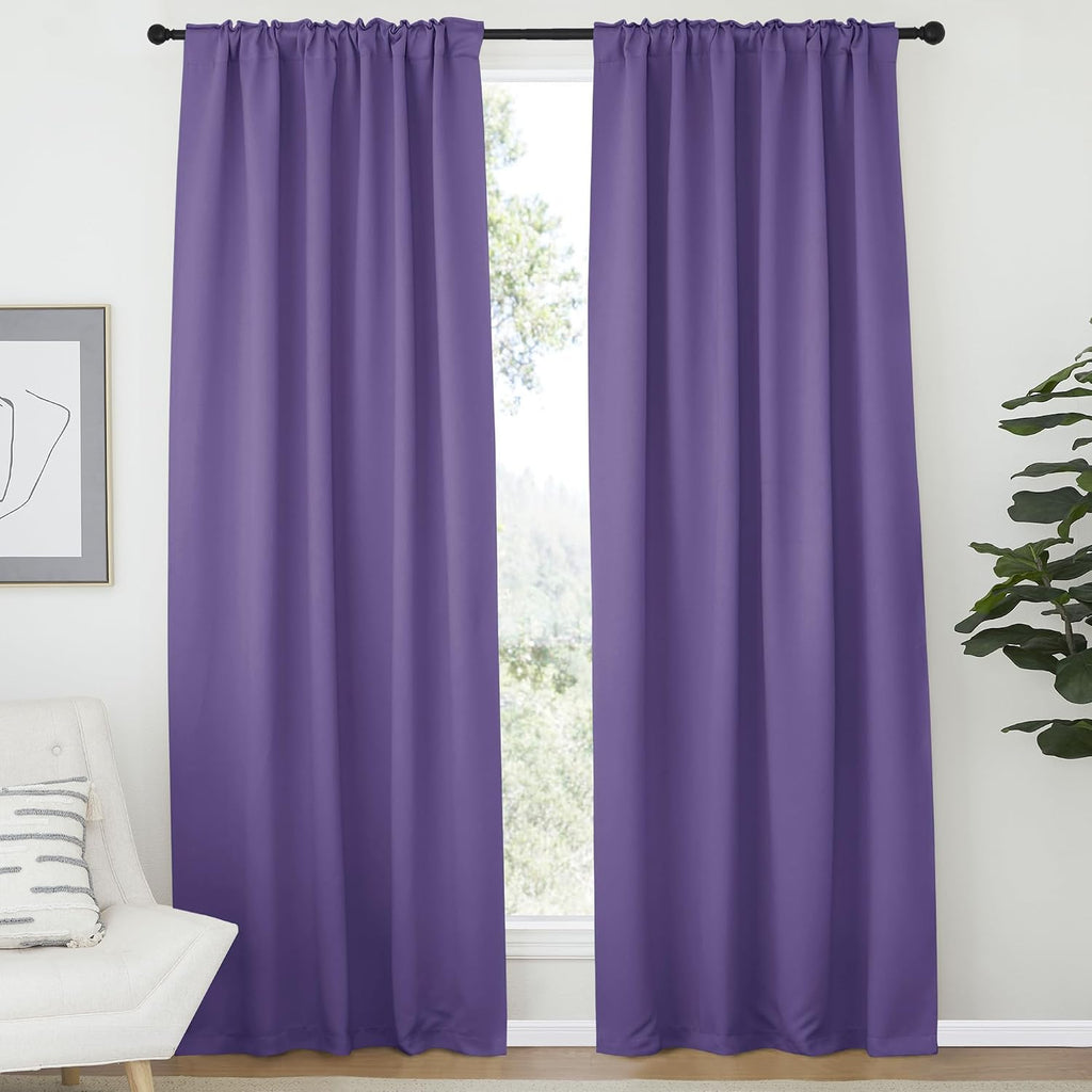 Nicetown Light Reducing Curtain Panels Window Draperies - (Lilac Purple Color) 52x84 inch, 2 Pieces, Insulating Room Darkening Drapes for B…