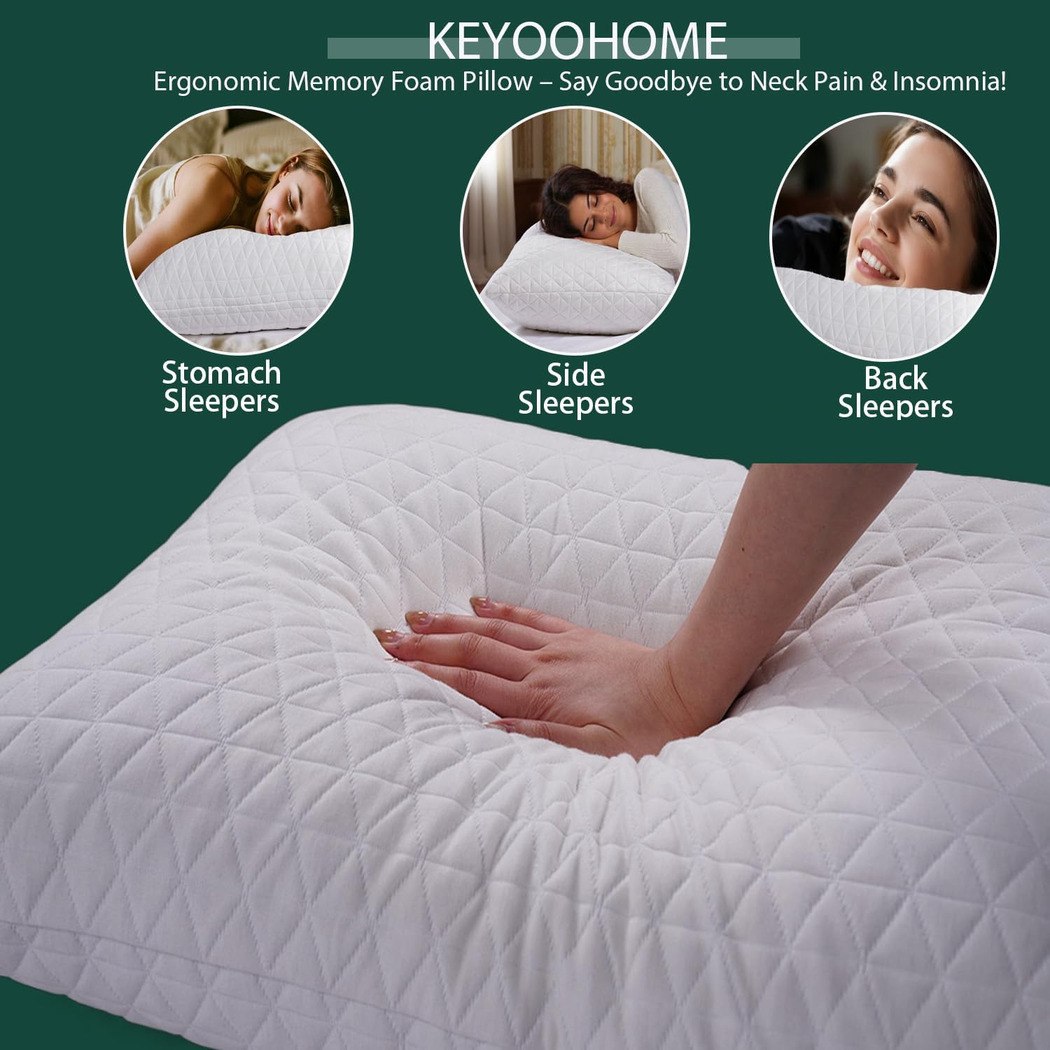 KEYOOHOME Shredded Memory Foam Pillows for Sleeping, Bed Pillows Queen Size Set of 2 Pack Cooling Adjustable, Good for Side and Back…