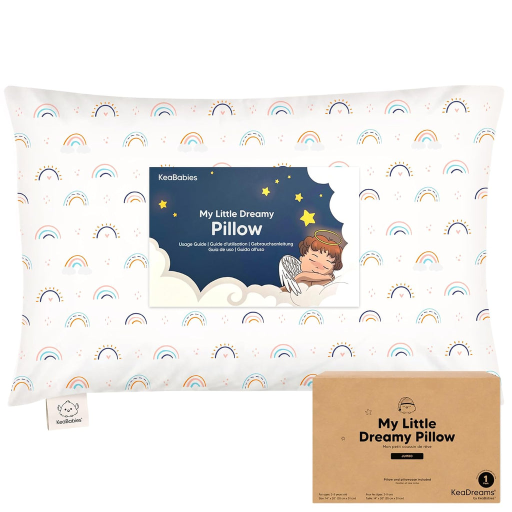 KeaBabies Toddler Pillow with Pillowcase, Jumbo 14X20 - Soft Organic Cotton Toddler Pillows for Sleeping - Machine Washable - Perfect for…