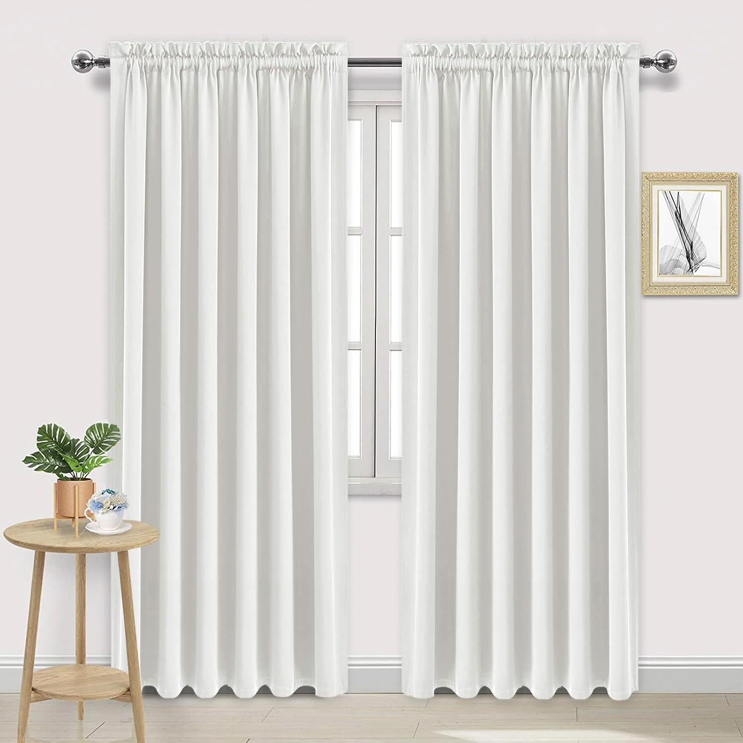 DWCN Blackout Curtains for Living Room Thermal Insulated, Energy Saving & Noise Reducing Bedroom Curtains, Ivory, W 70x L 84 Inch, Set of…