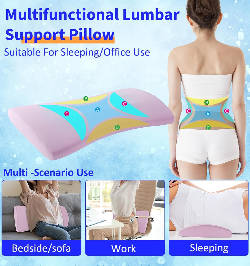 VamorryDirect vamorry Lumbar Support Pillow for Bed – Memory Foam Waist Pillow with Cooling Cover for Comfortable Back Support – Bolster Pi…