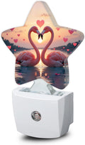 Snowmolle Beach Flamingos Night Lights Plug Into Wall, Romantic Love Heart Star Night Light for Kids, Nightlight with Dusk to Dawn Smart Sens…