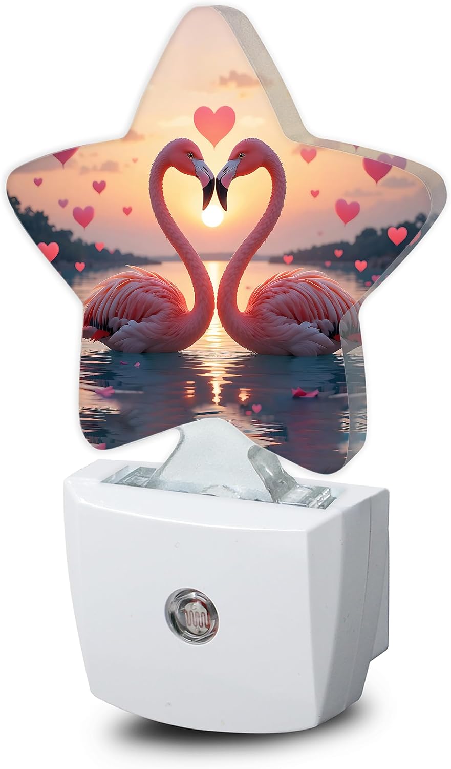 Snowmolle Beach Flamingos Night Lights Plug Into Wall, Romantic Love Heart Star Night Light for Kids, Nightlight with Dusk to Dawn Smart Sens…