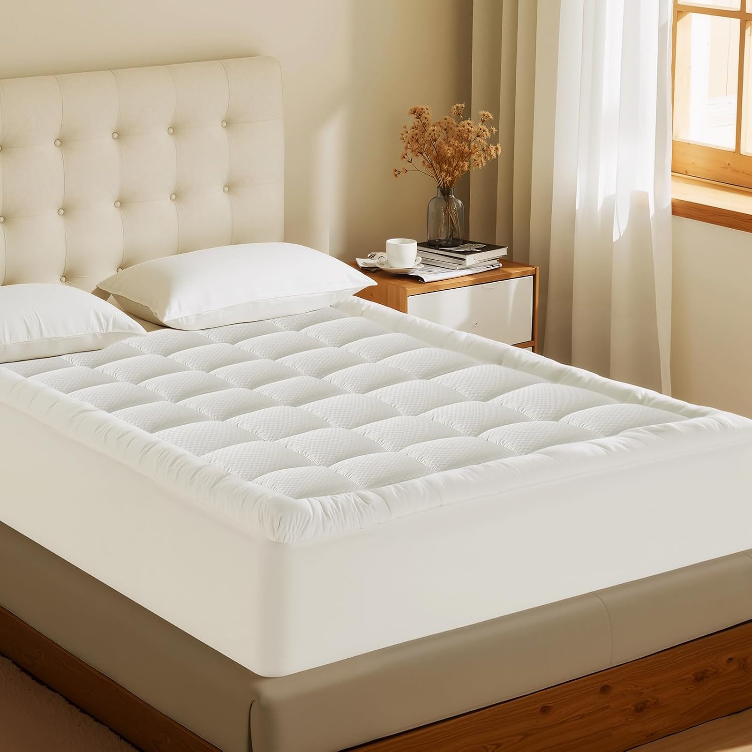 Matbeby Twin Size Mattress Pad - Cooling Breathable Mattress Topper, Quilted Fitted Mattress Protector, Pillow Top Mattress Cover with 8-21…