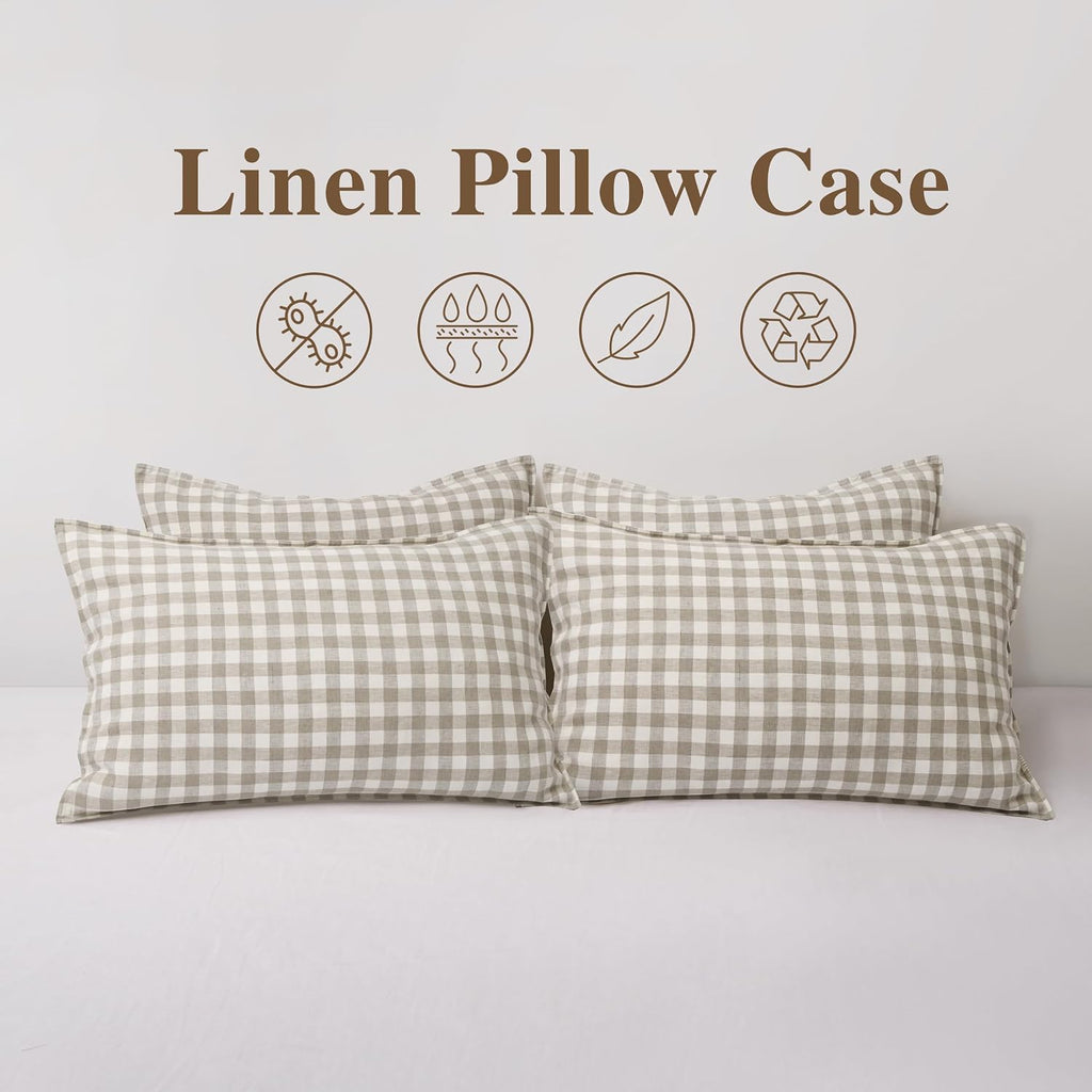 Chuffed 100% French Linen Pillow Cases King Size Set of 2, Stone Washed Flax Pillow Covers with Zipper Closure - Breathable & Cooling for H…