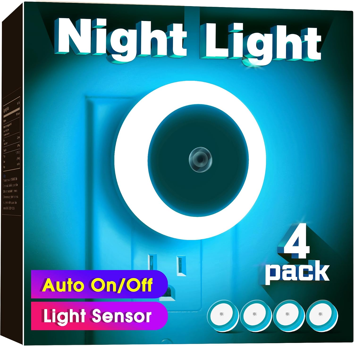 Briignite Azure Blue Night Light, Night Lights Plug into Wall [4Pack], Nightlight with Light Sensors, LED NightLight for Kids…