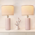 Reaketon 20.5" Modern Ceramic Table Lamps for Bedroom Set of 2, Bedside Lamps for Night Stands with Beige Lampshade, Farmhouse Table Lamp…