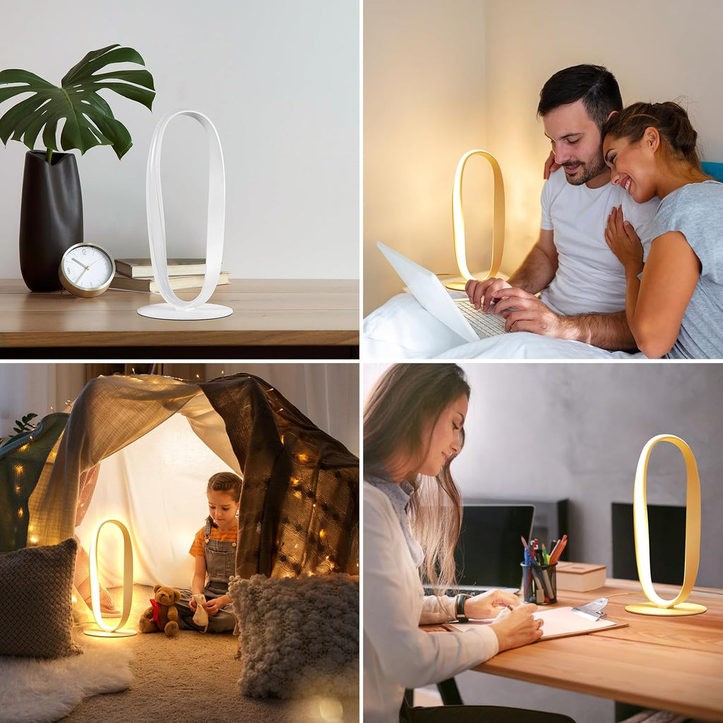 NUÜRLightning NUÜR Circle LED Table Lamp, 3 Color Temperatures Bedside Lamp for Living Room, Stepless Dimmable Bedside Table Lamp