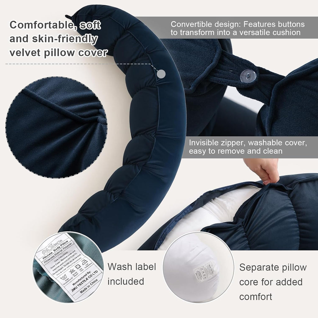 Peallow(Pat. Pend) – Long Round Body Pillow for Adults, Bolster Pillow for Sleeping, Soft and Supportive Pillow for Sleeping & Lumbar…