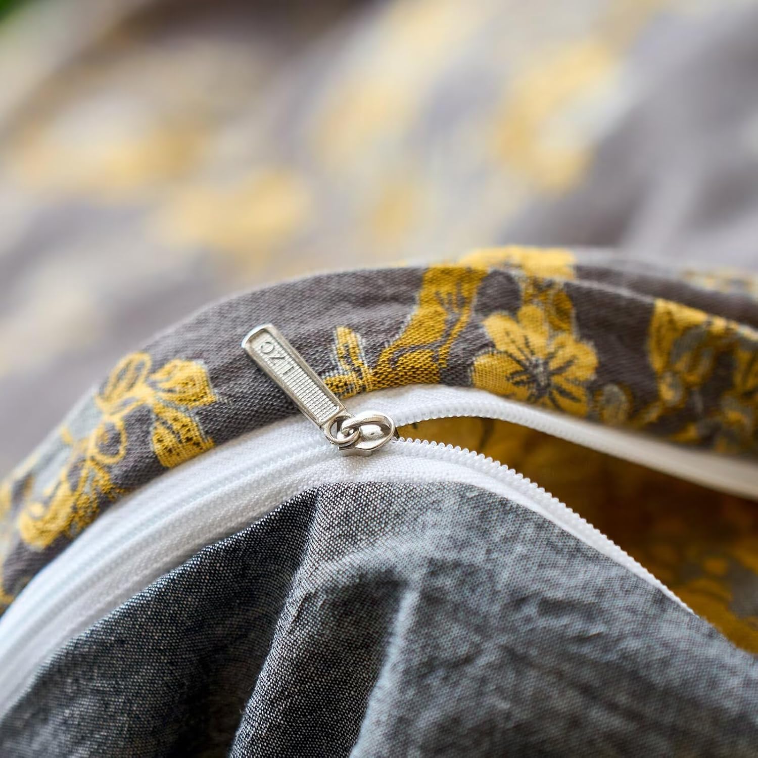 mixinni Vintage Floral Duvet Cover King Set - Gold Jacquard & Grey Reversible, 100% Yarn-Dyed Double-Layer Cotton, Breathable & Luxurious F…