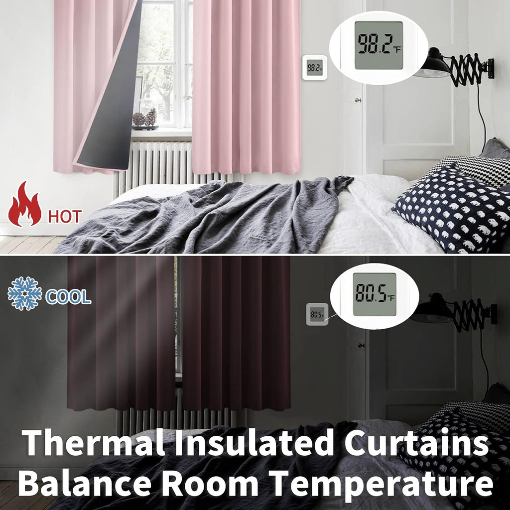 BGment Pink Full Blackout Curtains with Thermal Insulation Liner Curtains 108 Inches Long, Rod Pocket and Back Tab Double Layer Room…