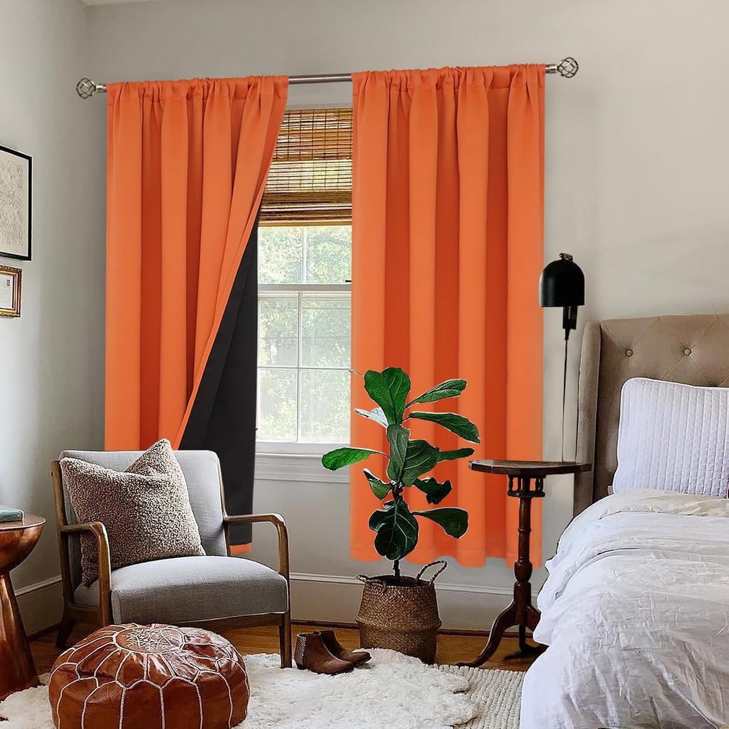 BGment Burnt Orange 100% Blackout Curtains for Bedroom, Fall Full Room Darkening Noise Reducing Living Room Curtains 72 Inch Length…