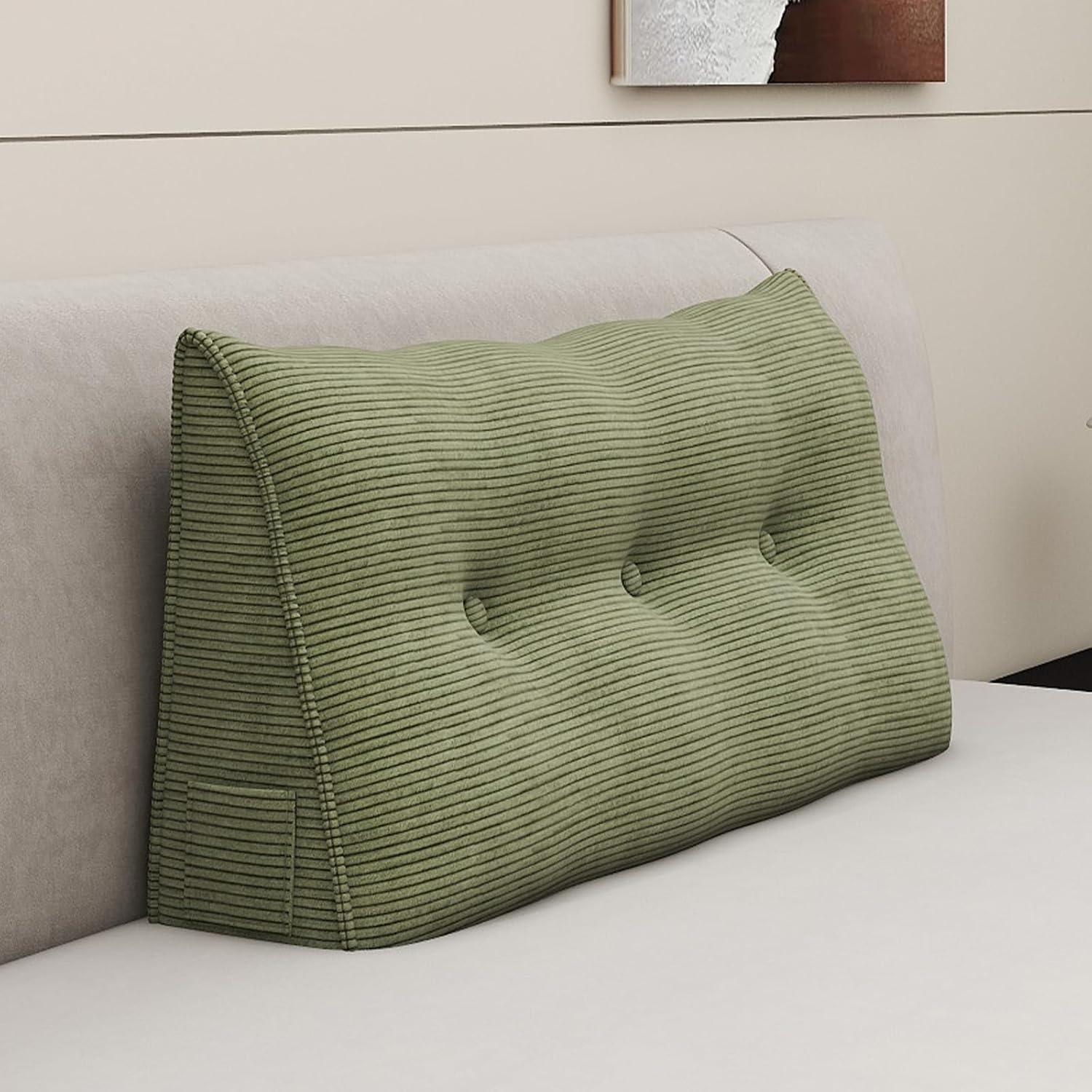 Headboard Wedge Pillows for Sitting Up in Bed Rest Adult, Triangular Upholstered Stuffed Reading Pillow for Sofa Couch Back Cushions…