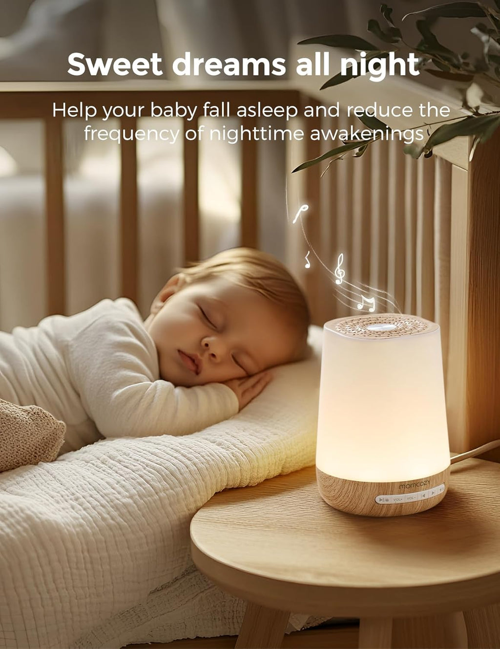 Baby Sound Machine, Momcozy White Noise Machine for Baby Sleeping with Night Light, Toddler Sleep Trainer with 34 Soothing Sounds, Timer…
