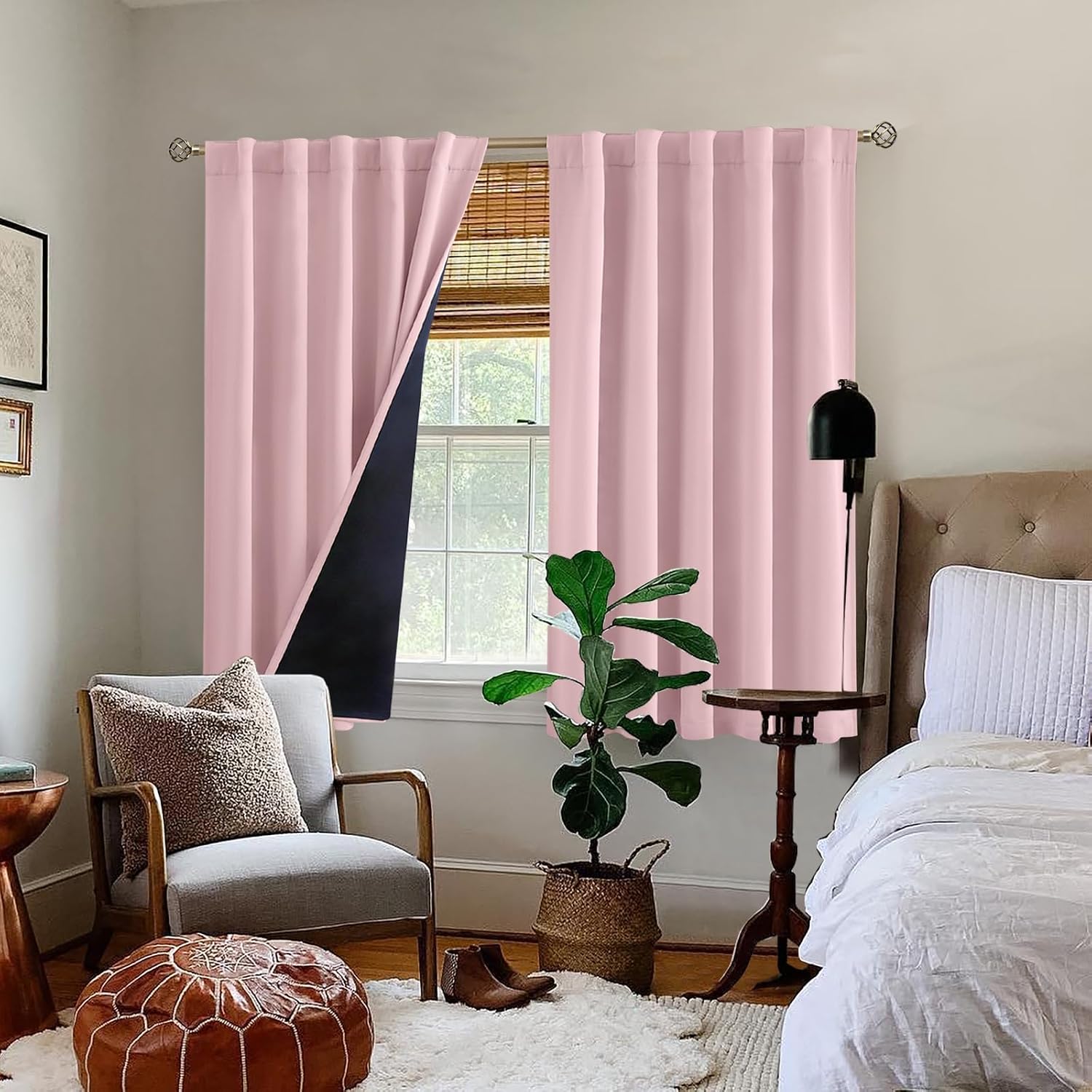 BGment 100% Blackout Curtains 40 Inch Length for Cafe, Rod Pocket and Back Tab Double Layer Thermal Insulated Full Room Darkening Bedroom…