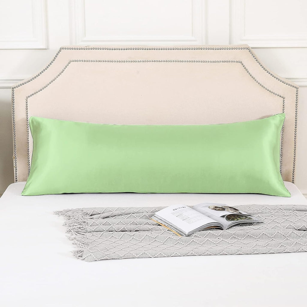 Huxmeyson Body Pillow with Satin Pillowcase, Body Pillow for Adults, Removable Cover, Green (20"x54") Green