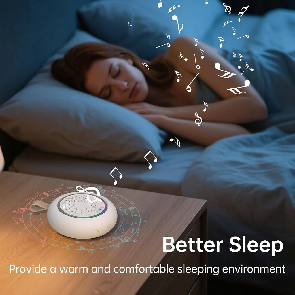 Amzsa White Noise Sound Machine for Baby & Adults – 24 Sleep Sounds Including Rain, Green & Pink Noise, Portable Noise Canceling Sound with…