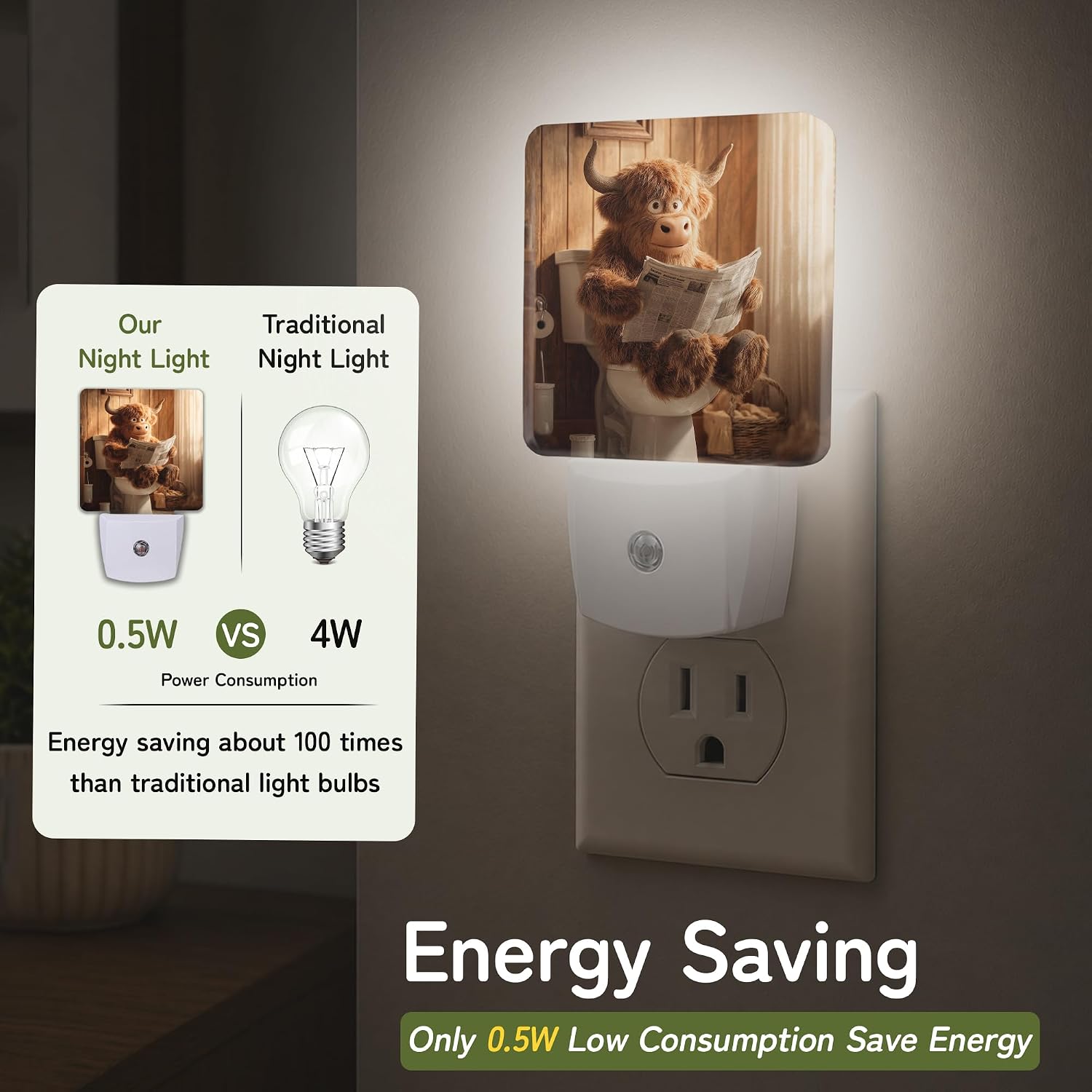 Funny Bathroom Bear Night Light, Night Lights Plug into Wall with Dusk to Dawn Sensor for Bedroom Bathroom Hallway Kitchen, Decorative…