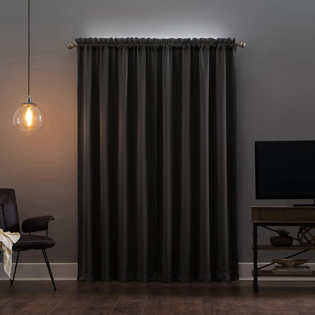 Sun Zero Oslo Theater Grade Extreme 100% Total Blackout Rod Pocket Curtain Panel, Gray, 52"W x 63"L (1 Panel)