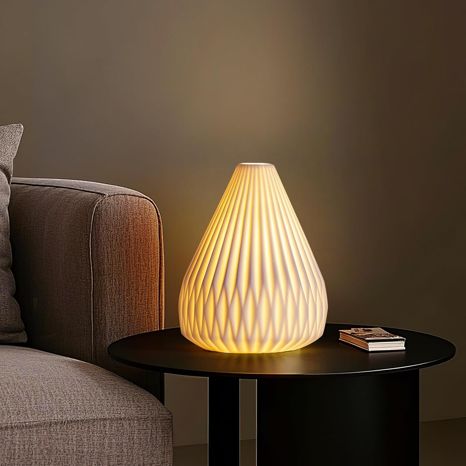 ZUIKAIG 9.1" Modern Ceramic Table Lamp, White Bedside Table lamp, Night Lamp, Decorative Lamp, Ambient Lighting, Artistic lamp, Suitable…