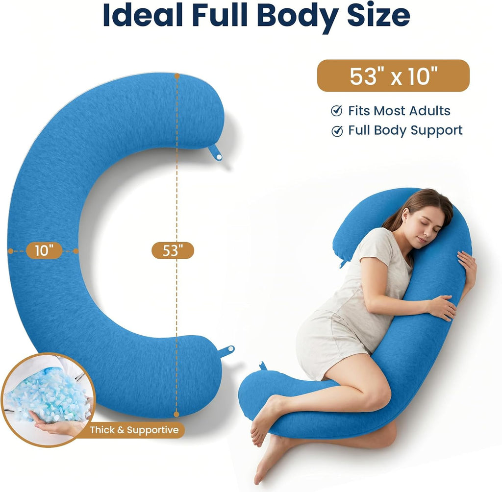 TranquilRelax TranquilRelax C Shaped Body Pillow for Side Sleepers, Memory Foam Long Pillow for Leg, Hip & Back Support, Soft Washab…