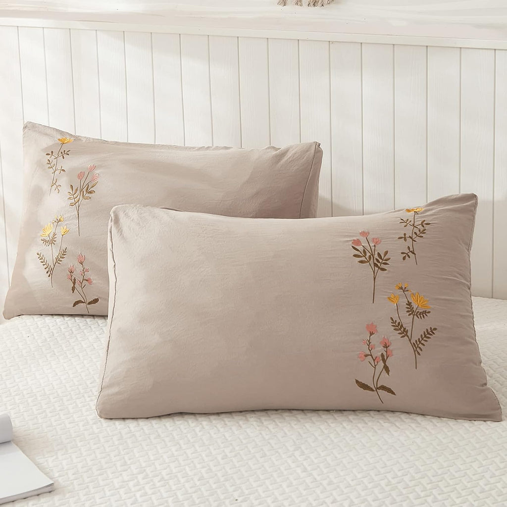 Moveover Taupe Body Pillow Cover Flower Pillow Covers 20x54 Body Pillow Cover Soft Washed Microfiber Long Pillow Cases Girls Women Pink Yel…