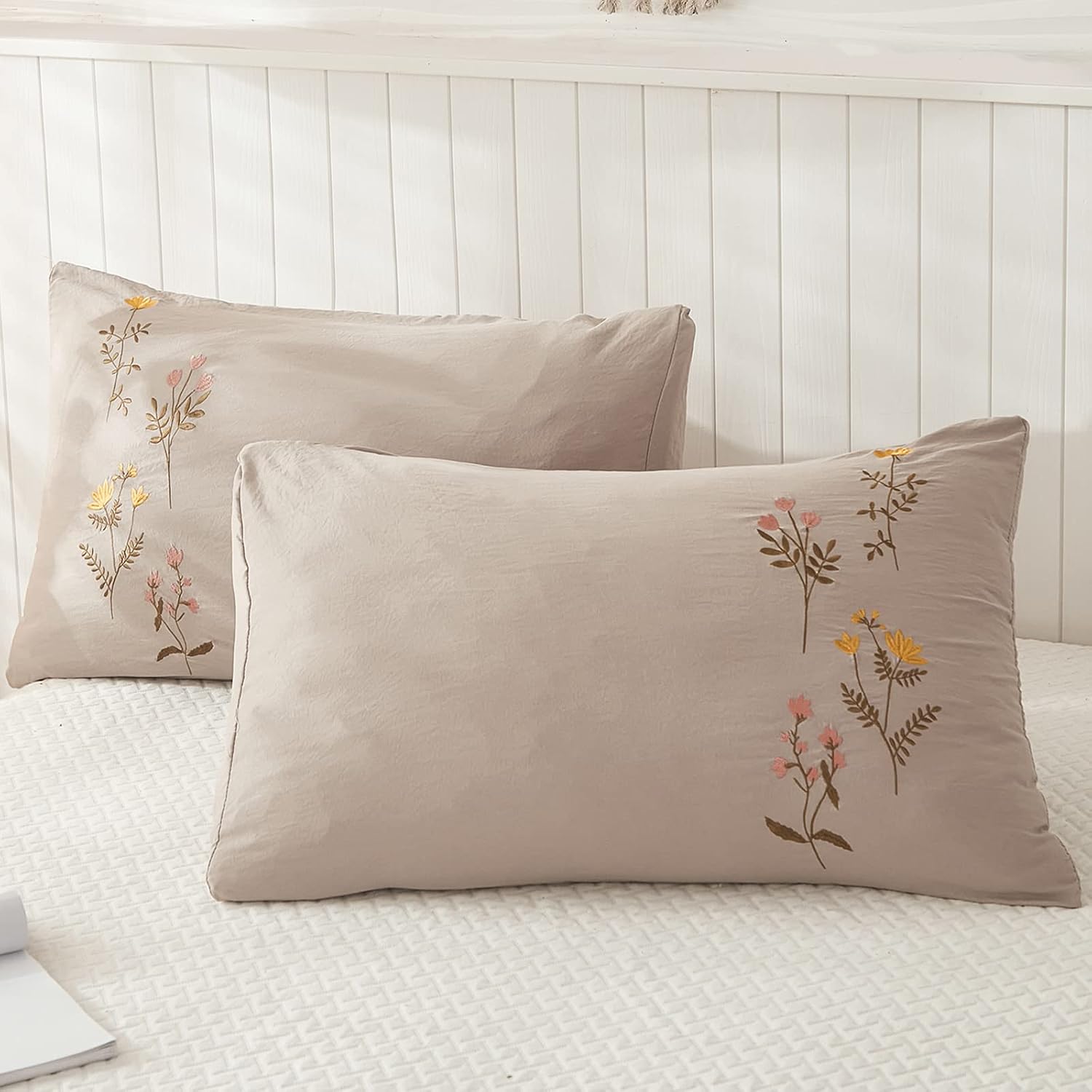 Moveover Taupe Body Pillow Cover Flower Pillow Covers 20x54 Body Pillow Cover Soft Washed Microfiber Long Pillow Cases Girls Women Pink Yel…