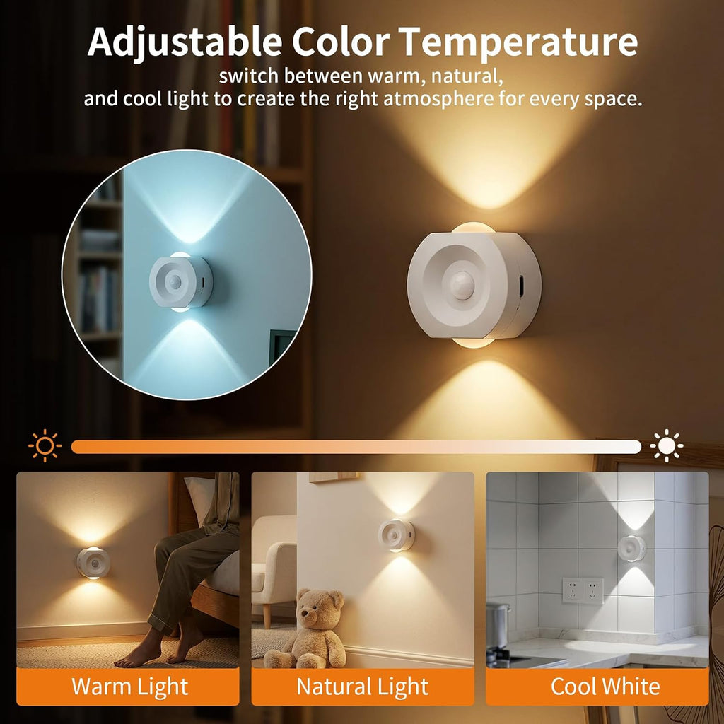 Horta Rechargeable Motion Sensor Night Light 4 Pack, Dimmable LED Night Lights with 4 Modes & 3 Color Temperatures, Magnetic Stick-On…