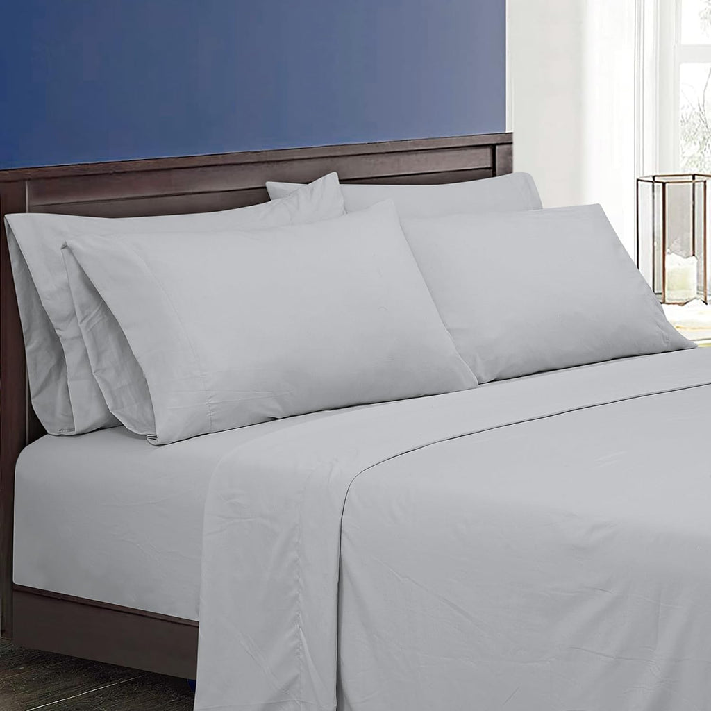 Royalelinens ROYALE LINENS 1500 Thread Cooling Sateen Count Poly/Cotton Sheet Set - 6 Piece King Bed Sheets - 1 Fitted, 1 Flat, 4 Pillow Ca…