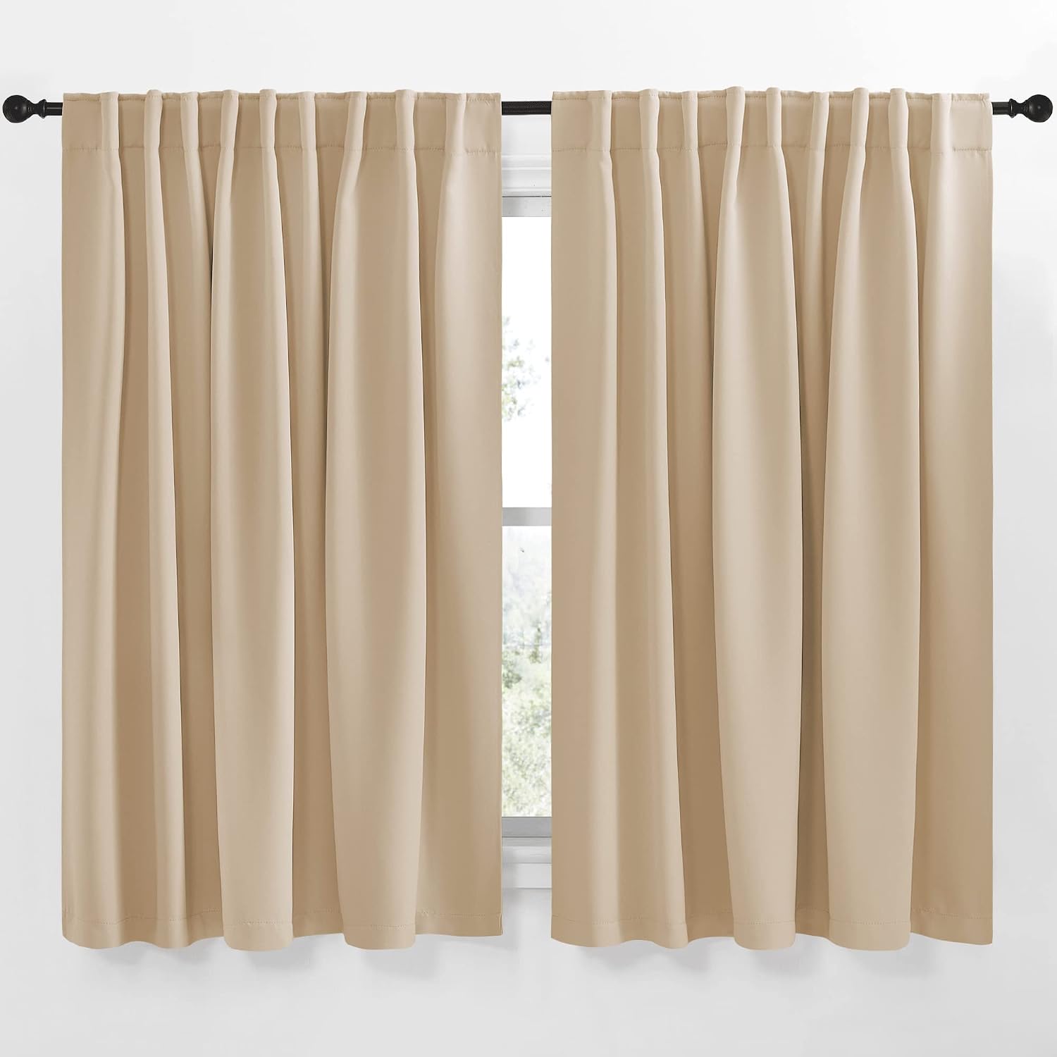 Nicetown Window Treatment Elegant Curtains - (Biscotti Beige Color) 70 Width X 63 Length, 1 Pair, Room Darkening Curtains and Drapes for Be…